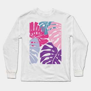 Abstract Colorful Monstera Leaves 2 Long Sleeve T-Shirt